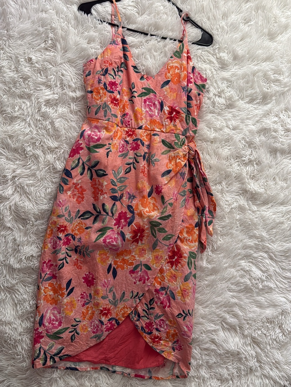Lovers + Friends Pink Floral Wrap Midi Dress